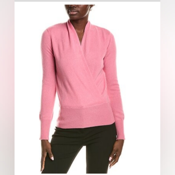Sweaters - NWT Sofia Cashmere Pink Faux Wrap Cashmere Sweater - Large